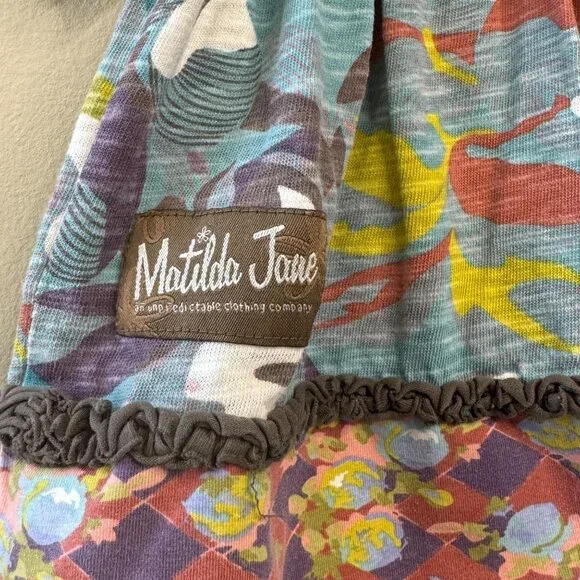 MATILDA JANE Wrap Dress Girls 2T 2 Aqua Floral & Plaid With Red Bow Accent - Picture 7 of 8